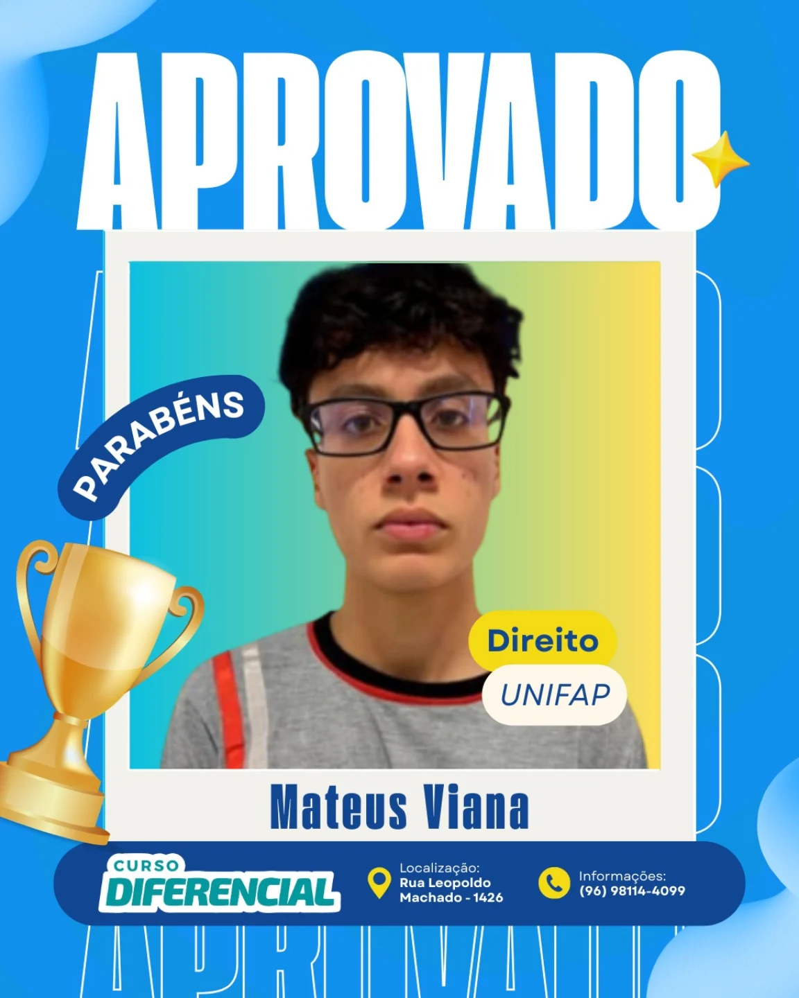 Aluno aprovado do Curso Diferencial